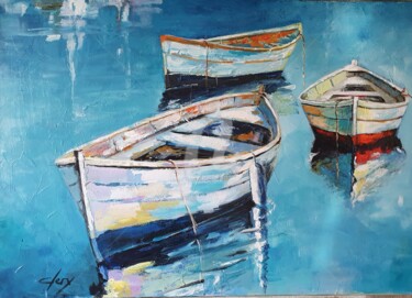 Peinture intitulée "Les barques" par Laurence Clerembaux, Œuvre d'art originale, Acrylique