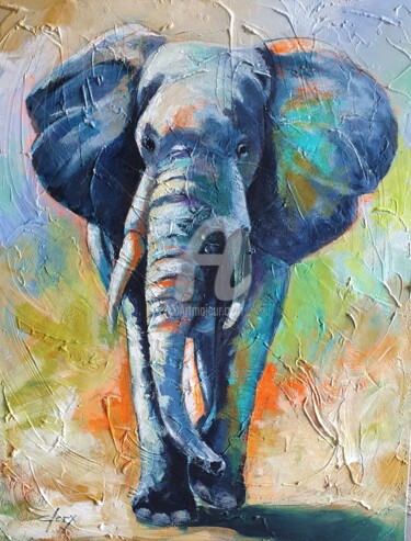 Peinture intitulée "L'éléphant" par Laurence Clerembaux, Œuvre d'art originale, Acrylique