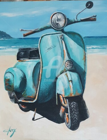 Painting titled "Vespa" by Laurence Clerembaux, Original Artwork, Acrylic