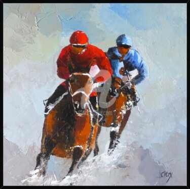 Painting titled "galop" by Laurence Clerembaux, Original Artwork, Oil