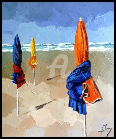 Painting titled "parasol 3" by Laurence Clerembaux, Original Artwork, Oil
