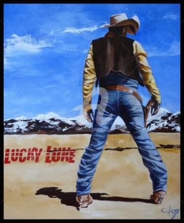 Peinture intitulée "luky Luke 2" par Laurence Clerembaux, Œuvre d'art originale, Huile