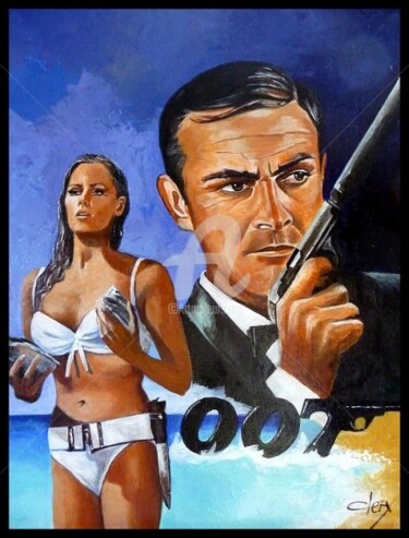 Schilderij getiteld "James Bond" door Laurence Clerembaux, Origineel Kunstwerk, Olie