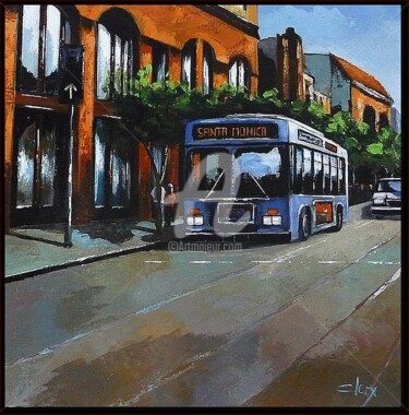 Painting titled "le bus bleu" by Laurence Clerembaux, Original Artwork, Acrylic