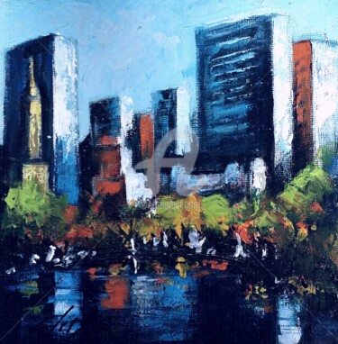 Painting titled "Central park" by Laurence Clerembaux, Original Artwork