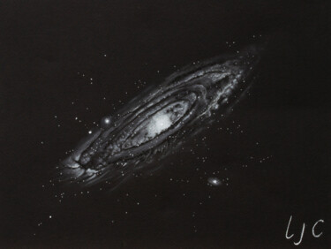 Zeichnungen mit dem Titel "Galaxie Andromède M…" von Laurence Coindre, Original-Kunstwerk, Pastell Auf Glas montiert
