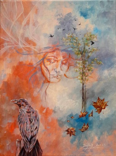 Картина под названием "L’automne" - Laurence Dufour, Подлинное произведение искусства, Акрил Установлен на Деревянная рама д…