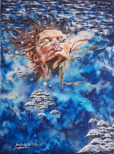 Картина под названием "Entre deux eaux" - Laurence Dufour, Подлинное произведение искусства, Акрил Установлен на Деревянная…