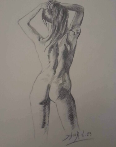 Drawing titled "Sereine" by Laurence Dufour, Original Artwork, Graphite