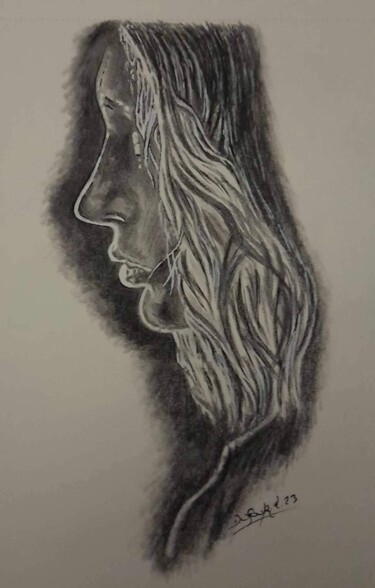 Drawing titled "Retraite nocturne" by Laurence Dufour, Original Artwork, Graphite