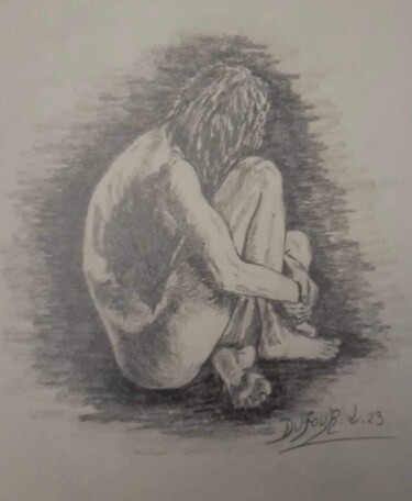 Dessin intitulée "Longue nuit…" par Laurence Dufour, Œuvre d'art originale, Graphite