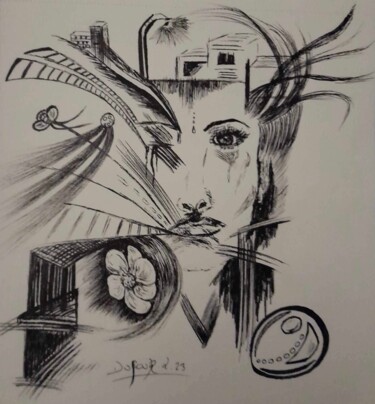 Рисунок под названием "Artifice" - Laurence Dufour, Подлинное произведение искусства, Гелевая ручка