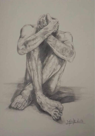 Drawing titled "Épreuves" by Laurence Dufour, Original Artwork, Graphite