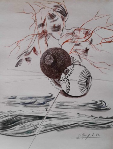 Рисунок под названием "Septième monde" - Laurence Dufour, Подлинное произведение искусства, Гелевая ручка