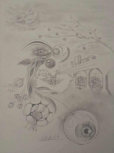 Drawing titled "Les indiscrets" by Laurence Dufour, Original Artwork, Graphite