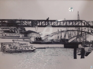 Drawing titled "Le pont" by Laurence Fauchart, Original Artwork, Marker