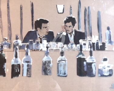 Drawing titled "after work" by Laurence Fauchart, Original Artwork, Marker Mounted on Other rigid panel