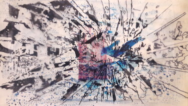 Peinture intitulée "plongée abyssale" par Laurence Fauchart, Œuvre d'art originale, Marqueur Monté sur Autre panneau rigide