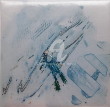 Картина под названием "plongeur bleu" - Laurence Fauchart, Подлинное произведение искусства, Акварель Установлен на картон