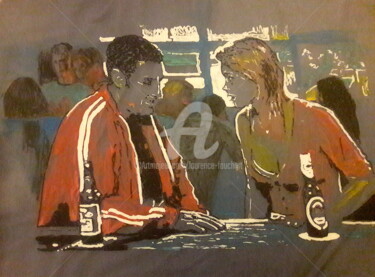 Rysunek zatytułowany „Le jogging rouge” autorstwa Laurence Fauchart, Oryginalna praca, Akwarela