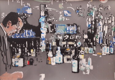 Drawing titled "Bar atteind" by Laurence Fauchart, Original Artwork, Marker Mounted on Other rigid panel