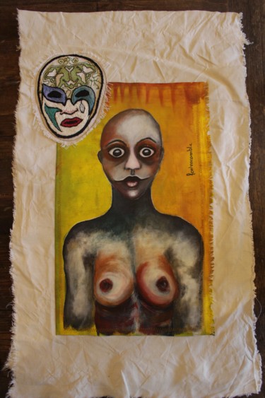 Peinture intitulée "Derrière le masque 2" par Fontencomble, Œuvre d'art originale, Acrylique