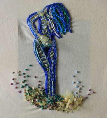 Art textile intitulée "Dame brodée 3" par Fontencomble, Œuvre d'art originale