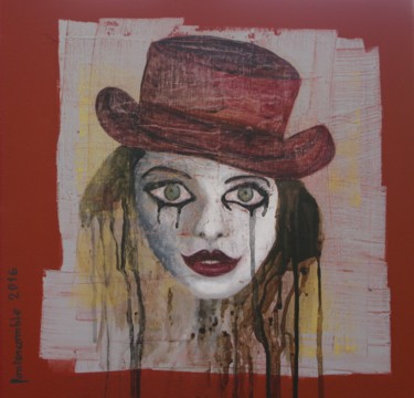 Painting titled "Clown au chapeau" by Fontencomble, Original Artwork, Acrylic