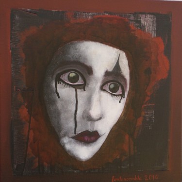 Painting titled "Clown poudré" by Fontencomble, Original Artwork, Ink
