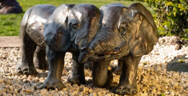 Skulptur mit dem Titel "Les éléphants" von Laurence Friche, Original-Kunstwerk, Bronze