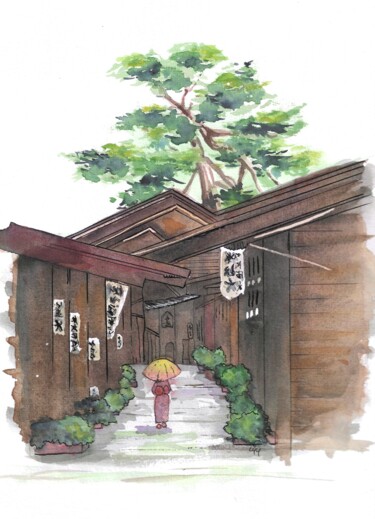 绘画 标题为“Japon” 由Laurence Grard Guenard, 原创艺术品, 水彩