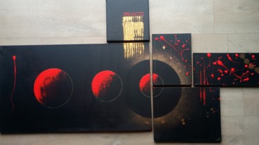 Painting titled "Lune rouge" by Lauart'S, Original Artwork