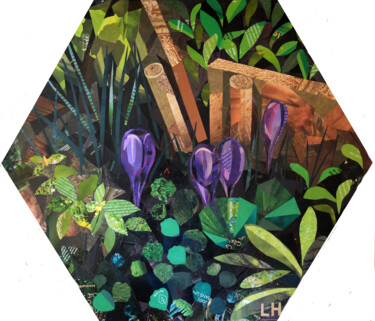 Collages titled "Crocus" by Laurence Hochin, Original Artwork, Collages