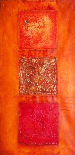 Painting titled "SOLAIRE" by Laurence Hubswerlin Diradourian, Original Artwork, Acrylic Mounted on Wood Stretcher frame