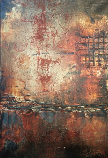 Painting titled "STEEL - 23022" by Laurence Hubswerlin Diradourian, Original Artwork, Acrylic Mounted on Wood Stretcher frame