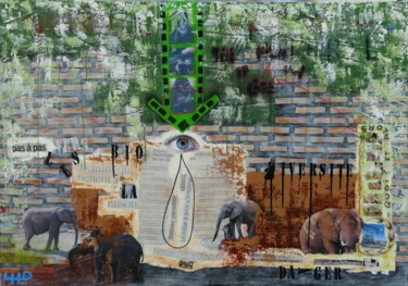 Painting titled "VIRUNGA" by Laurence Hubswerlin Diradourian, Original Artwork, Acrylic Mounted on Wood Stretcher frame