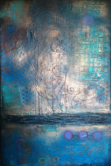Painting titled "23032 - LUMIERE D'O…" by Laurence Hubswerlin Diradourian, Original Artwork, Acrylic Mounted on Wood Stretch…