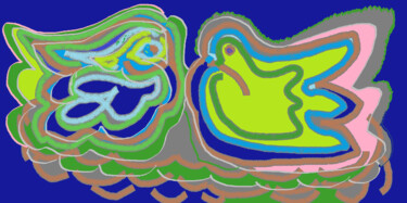 印花与版画 标题为“colombes” 由Laurence Kozel Fontaine, 原创艺术品, Linocuts