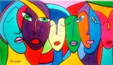 Painting titled "MULTI-FACES" by Laurence Lbn, Original Artwork, Acrylic