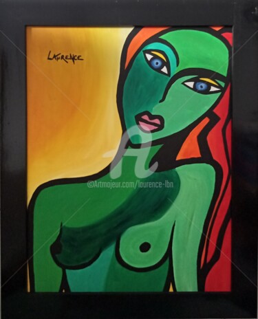 Painting titled "FAUSTINE" by Laurence Lbn, Original Artwork, Acrylic Mounted on Wood Panel