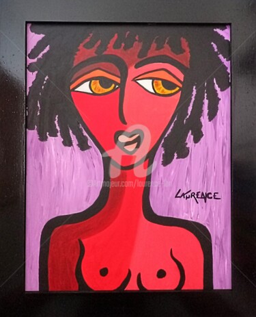 Painting titled "MALAÏKA" by Laurence Lbn, Original Artwork, Acrylic Mounted on Wood Panel