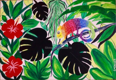 Painting titled "CAMÉLÉON" by Laurence Lbn, Original Artwork, Acrylic