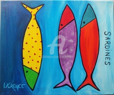 Painting titled "3 SARDINES" by Laurence Lbn, Original Artwork, Acrylic