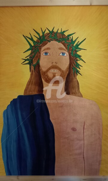 Painting titled "Le Christ" by Laurence Lbn, Original Artwork, Acrylic