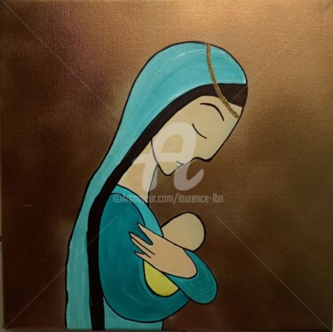 Painting titled "Vierge Marie" by Laurence Lbn, Original Artwork, Acrylic Mounted on artwork_cat.