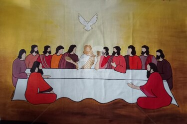 Peinture intitulée "Sainte Cène" par Laurence Lbn, Œuvre d'art originale, Acrylique