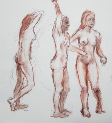 Desenho intitulada "Danseuse- Sépia" por Laurence Machard Brujas, Obras de arte originais, Lápis