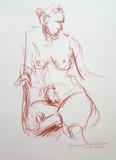 Drawing titled "Femme au fauteuil-S…" by Laurence Machard Brujas, Original Artwork, Pencil