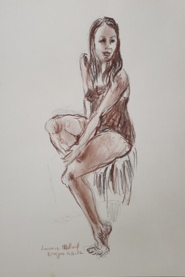 Drawing titled "La chuchoteuse" by Laurence Machard Brujas, Original Artwork, Pencil