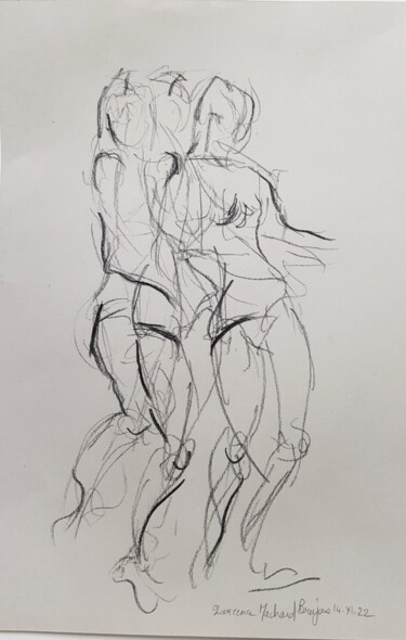 Drawing titled "Pas de danse" by Laurence Machard Brujas, Original Artwork, Pencil